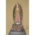 Virgen de Guadalupe sobre piedra, manto  verde 41 cms